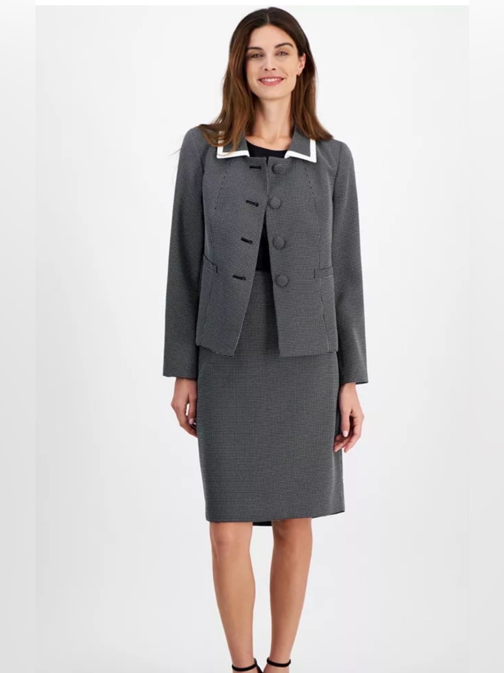 Le Suit
Women's Seamed Birdseye Tweed 2 Piece Skirt Suit,
Regular & Petite
